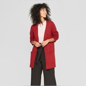 Cozy Red Cardigan with pockets, A New Day